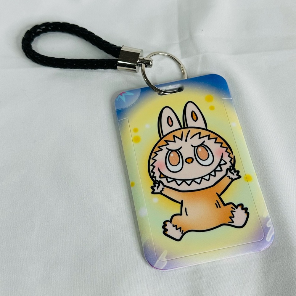 Labubu The Monsters Orange LABUBU Badge Holder & ID Holder Wristlet & Key Chain